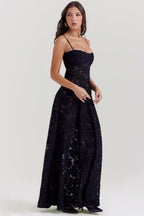 Velnoir™ Céleste Rosace Maxi Dress - Velnoir™